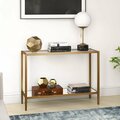 Henn & Hart Hera Antique Brass Finish Mirrored Console Table AT0253